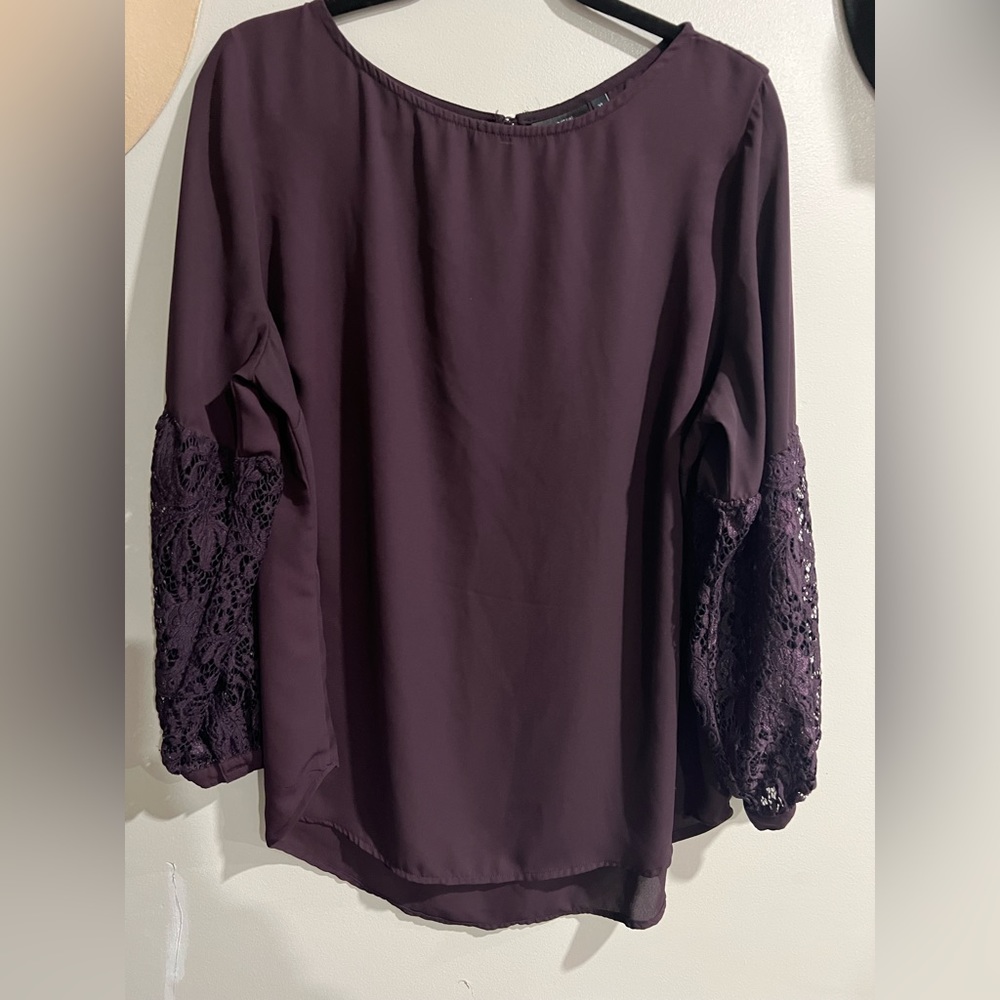 Apt. 9 Women's Purple Blouse with Lace Sleeves